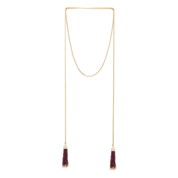 Kendra Scott Annora Lariat Necklace in Red Garnet - Picture 2 of 6